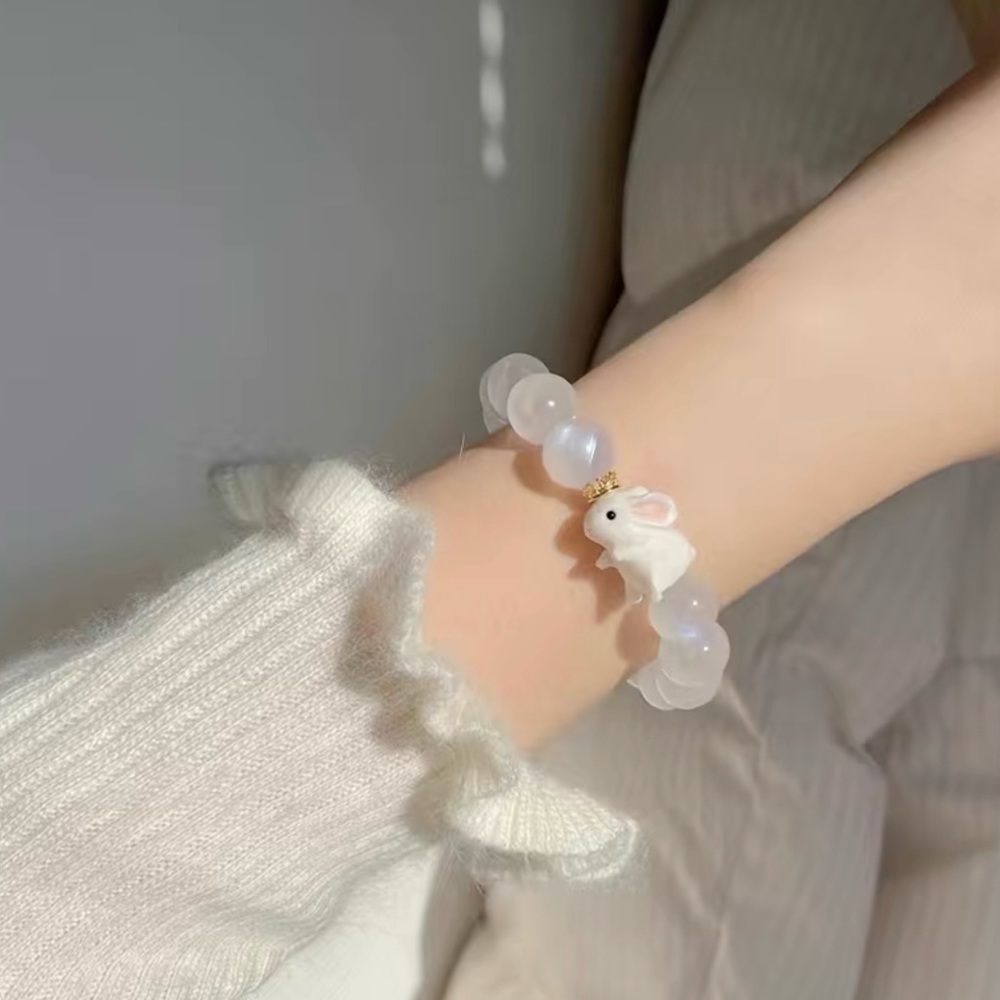 NWT White Beaded Rabbit Bracelet